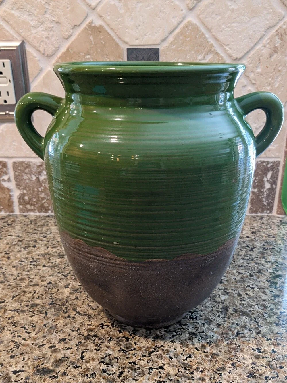Southern Living at Home Olive Jar Du Mar Olive Green & Sandstone Glazed Pottery